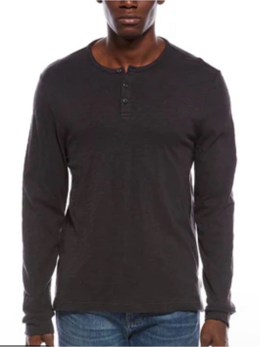 Onia Men's Long Sleeve Henley Shirt - Black size L